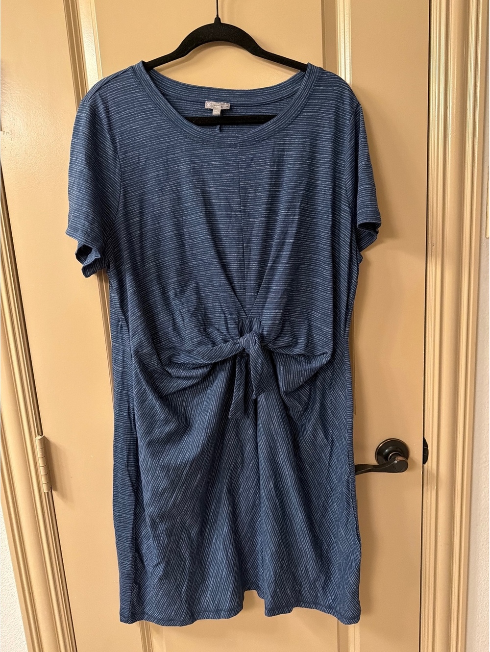 Talbots Blue Short Sleeve Tie-Front Casual Dress